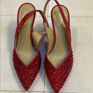 Michael Kors Red Glamorous Crystal Heels Size 9.5